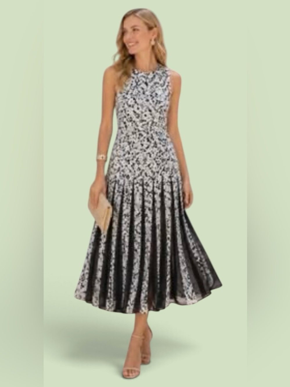 Tuckernuck Black and White Floral Fit-and-Flare Maxi Dress Size 12 A5